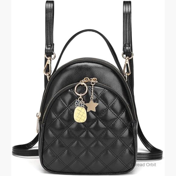 Mini Leather Quilt Backpack Purse Convertible Daypack for Women main image 6